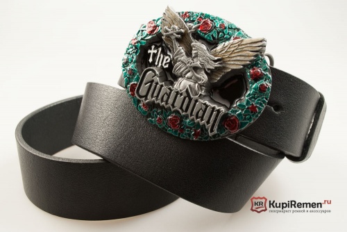 Кожаный ремень с пряжкой "THE GUARDIAN" (Ангел-Хранитель) 3D - kupiremen.ru