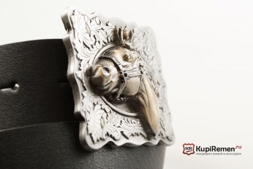 Кожаный ремень с пряжкой "Голова лошади" 3D - kupiremen.ru
