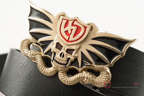 Кожаный ремень с пряжкой "SKULL AND COBRA" (Череп с коброй) 3D - kupiremen.ru