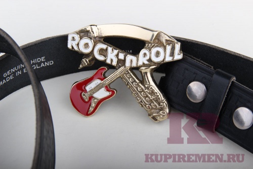 Кожаный ремень с пряжкой "ROCK & ROLL"  - kupiremen.ru