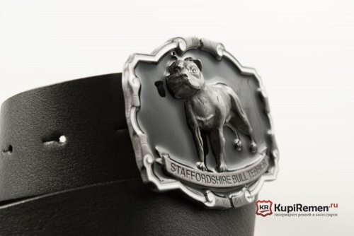 Кожаный ремень с пряжкой "STAFFORDSHIRE BULL TERRIER"  - kupiremen.ru