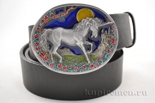 Кожаный ремень с пряжкой "UNICORN" (Единорог) 3D - kupiremen.ru