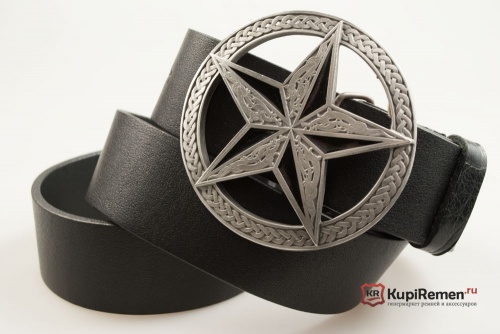 Кожаный ремень с пряжкой "LARGE NAUTICAL STAR" (Большая навигационная звезда) - kupiremen.ru