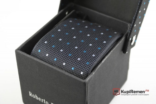 Узкий синий галстук Roberto Fzancrin в коробке - kupiremen.ru
