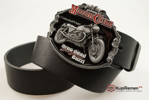 Кожаный ремень с пряжкой "MOTO GUZZI" 3D - kupiremen.ru