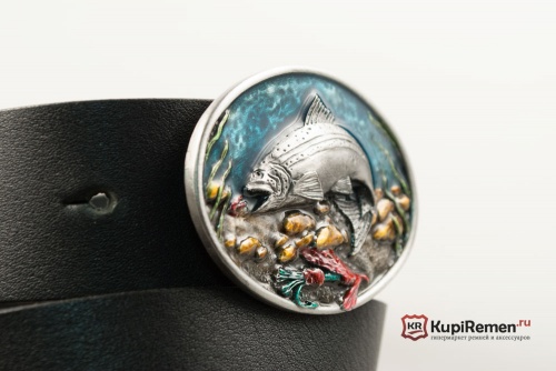 Кожаный ремень с пряжкой "FISH - TROUT" (Форель) 3D - kupiremen.ru