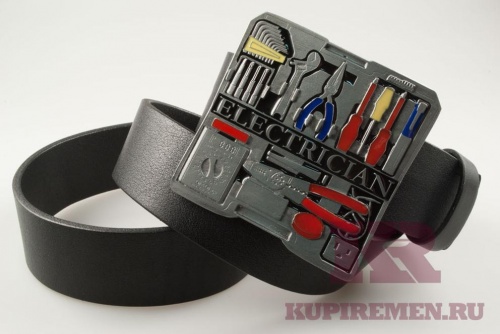 Кожаный ремень с пряжкой "ELECTRICIAN TOOL BOX" (Инструменты электрика) 3D - kupiremen.ru