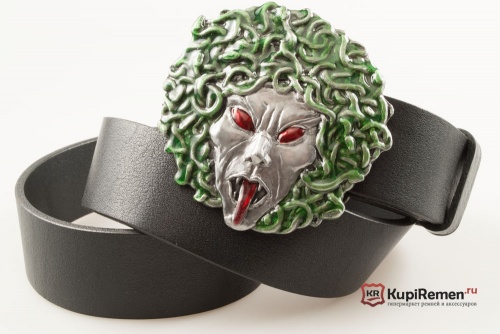 Кожаный ремень с пряжкой "Медуза Горгона" - kupiremen.ru