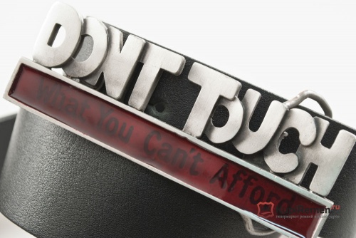 Кожаный ремень с пряжкой "DONT TOUCH" (не прикасайтесь) - kupiremen.ru