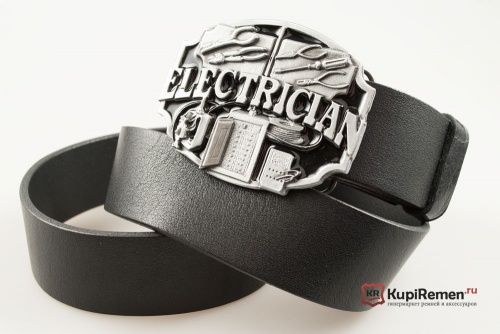 Кожаный ремень с пряжкой "ELECTRICIAN" 3D - kupiremen.ru