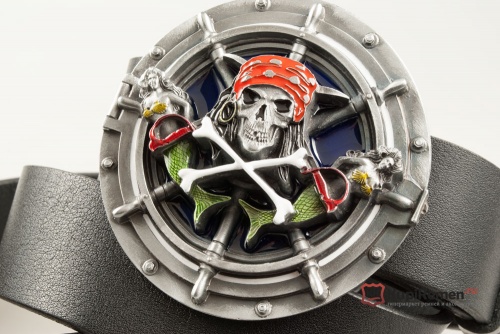 Кожаный ремень с пряжкой "Pirate Skull and mermaids" 3D - kupiremen.ru