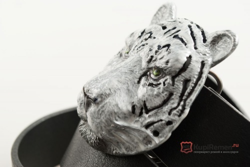 Кожаный ремень с пряжкой "SIBERIAN TIGER" (Сибирский белый тигр) 3D - kupiremen.ru