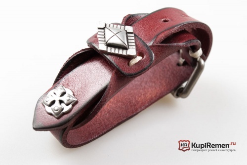 Кожаный браслет с клёпками - kupiremen.ru