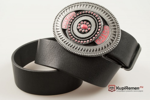 Ремень кожаный с пряжкой  "OVAL WESTERN DESIGN, PINK" - kupiremen.ru