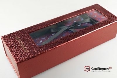 Мужской бордовый галстук ARISTOKRAT с нагрудным платком в коробке - kupiremen.ru