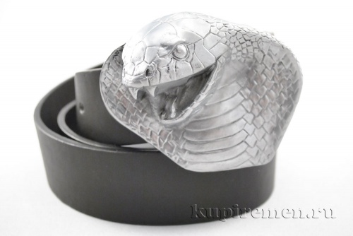 Кожаный ремень с пряжкой "Голова кобры" 3D - kupiremen.ru