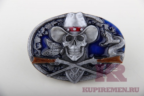 Кожаный ремень с пряжкой "Череп ковбой" - kupiremen.ru