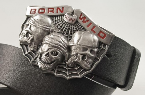 Кожаный ремень с пряжкой "BORN TO BE WILD" (Рождённый быть диким) 3D - kupiremen.ru