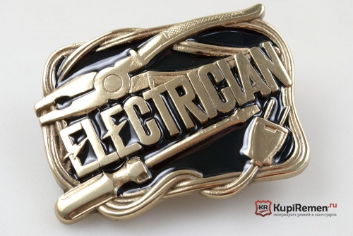 Пряжка для ремня ELECTRICIAN (электромонтер), латунь - kupiremen.ru