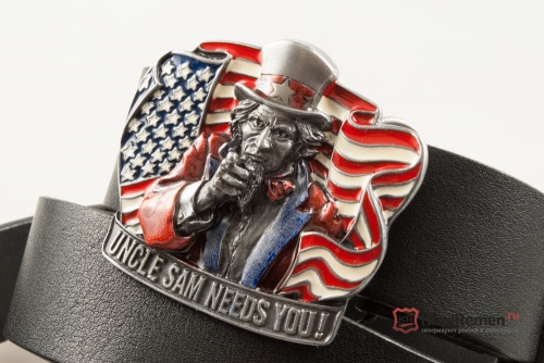Кожаный ремень с пряжкой "UNCLE SAM" (Дядя Сэм) 3D - kupiremen.ru