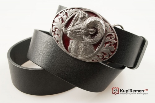 Кожаный ремень с пряжкой "RAMS HEAD" (Голова барана) 3D - kupiremen.ru