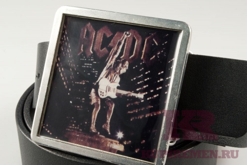Кожаный ремень с пряжкой "AC/DC" (ЭйCи ДиСи) - kupiremen.ru