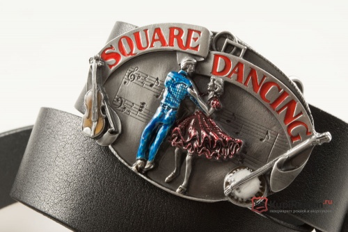 Кожаный ремень с пряжкой "SQUARE DANCING" (Танцплощадка) - kupiremen.ru