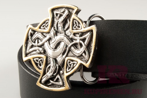 Кожаный ремень с пряжкой "CELTIC CROSS" (Крест) 3D - kupiremen.ru