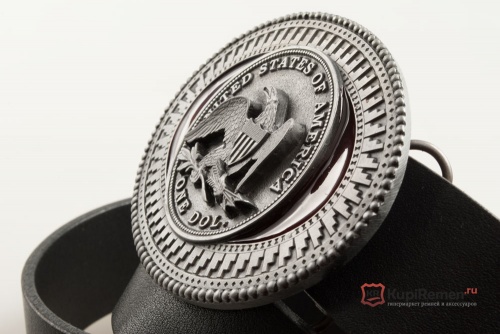 Кожаный ремень с пряжкой "ONE DOL COIN" (Монета в 1 доллар) 3D - kupiremen.ru