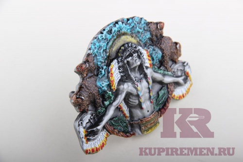 Кожаный ремень с пряжкой "INDIAN CHIEF" (Индейский вождь) - kupiremen.ru