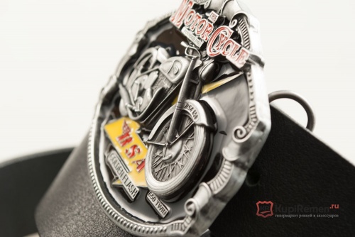 Кожаный ремень с пряжкой "B.S.A. MOTO" 3D - kupiremen.ru