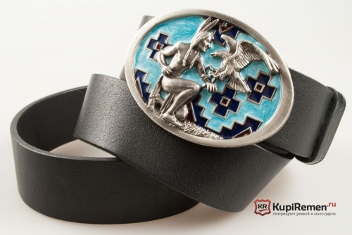 Кожаный ремень с пряжкой "Индеец и орёл" 3D - kupiremen.ru
