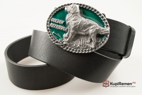 Кожаный ремень с пряжкой "GOLDEN RETRIEVER" (Ретривер) 3D - kupiremen.ru