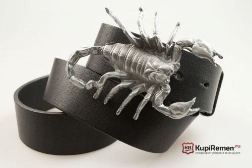 Кожаный ремень с пряжкой "SCORPION" (Скорпион) 3D - kupiremen.ru