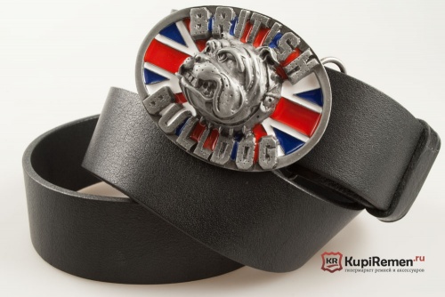 Кожаный ремень с пряжкой "BRITISH BULLDOG"  - kupiremen.ru