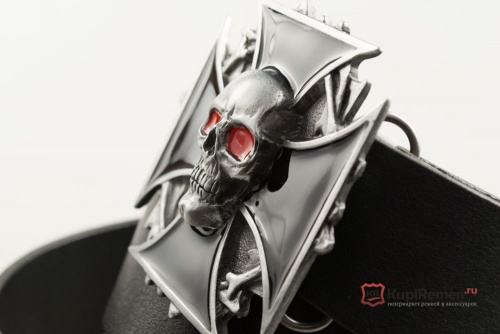 Кожаный ремень с пряжкой "SKULL AND CROSS" (Крест с черепом) 3D - kupiremen.ru