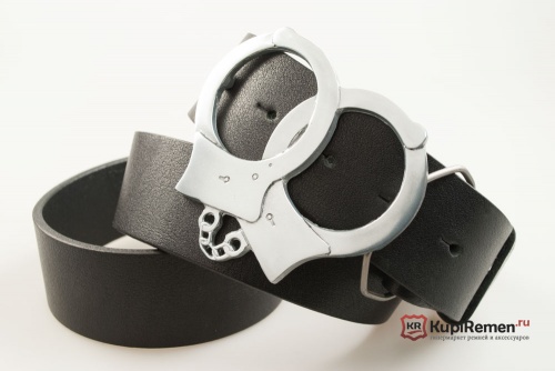 Кожаный ремень с пряжкой "HANDCUFFS" (Наручники) 3D - kupiremen.ru
