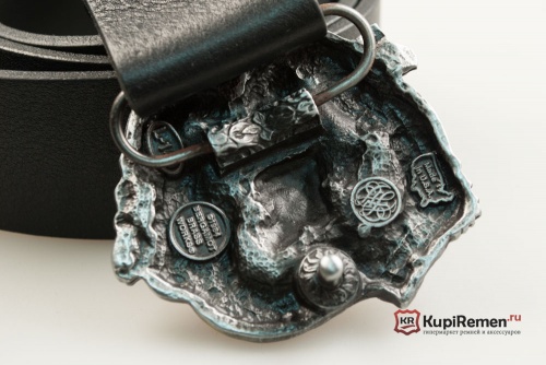 Кожаный ремень с пряжкой "DRAGON - BLUE" (Синий дракон) 3D - kupiremen.ru
