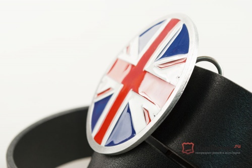 Кожаный ремень с пряжкой "ROUND UNION JACK" (Английский флаг) - kupiremen.ru
