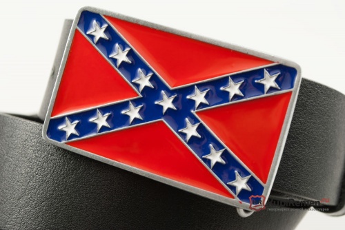 Кожаный ремень с пряжкой "CONFEDERATE FLAG" (Флаг Конфедерации) 3D - kupiremen.ru