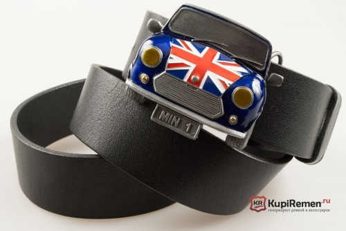 Ремень "MINI" 3D (автомобиль Mini, синий ) - kupiremen.ru