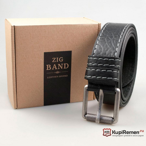 Мужской ремень из кожи буйвола ZiG BAND с прошивкой - kupiremen.ru