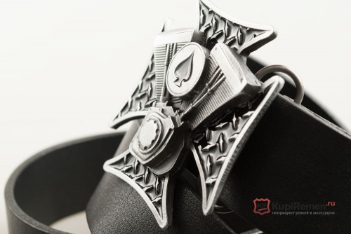 Кожаный ремень с пряжкой "V-TWIN PLATE" (V-образный двигатель) - kupiremen.ru