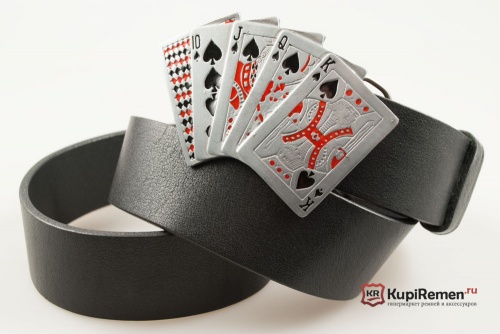 Кожаный ремень с пряжкой "CARDS" (Карты) - kupiremen.ru