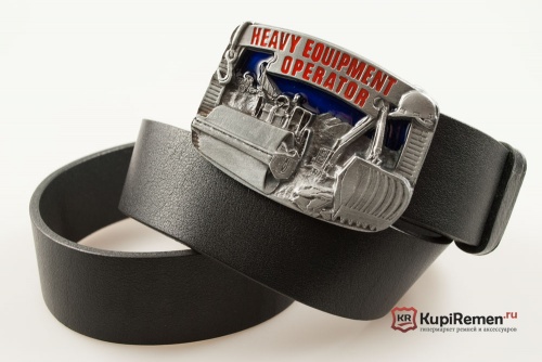 Кожаный ремень с пряжкой "HEAVY EQUIPMENT OPERATOR" (Оператор тяжелой техники) 3D - kupiremen.ru