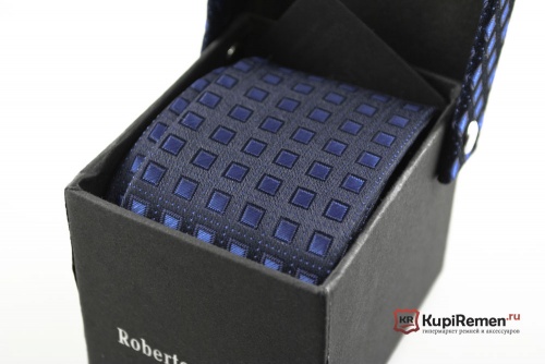 Узкий галстук синего цвета Roberto Fzancrin в коробке - kupiremen.ru