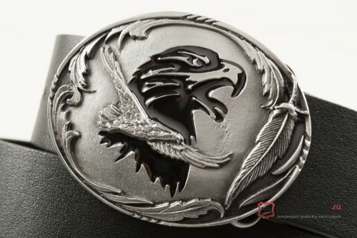 Кожаный ремень с пряжкой "EAGLE IN FLIGHT" (Полёт орла) 3D - kupiremen.ru