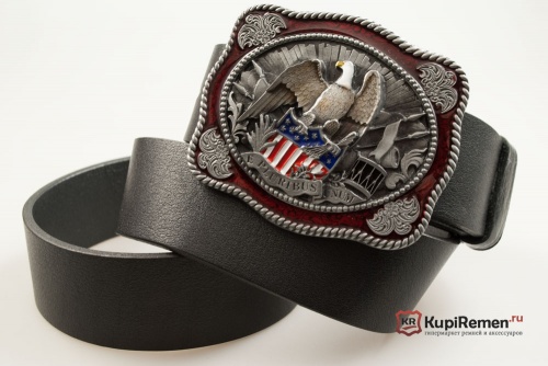 Кожаный ремень с пряжкой "PATROTIC EAGLE" (Патриотический орёл) 3D - kupiremen.ru