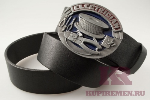 Кожаный ремень с пряжкой "ELECTRICIAN" 3D - kupiremen.ru