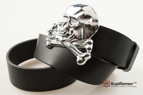 Кожаный ремень с пряжкой "SKULL AND CROSSBONES" (Череп с костями) 3D - kupiremen.ru